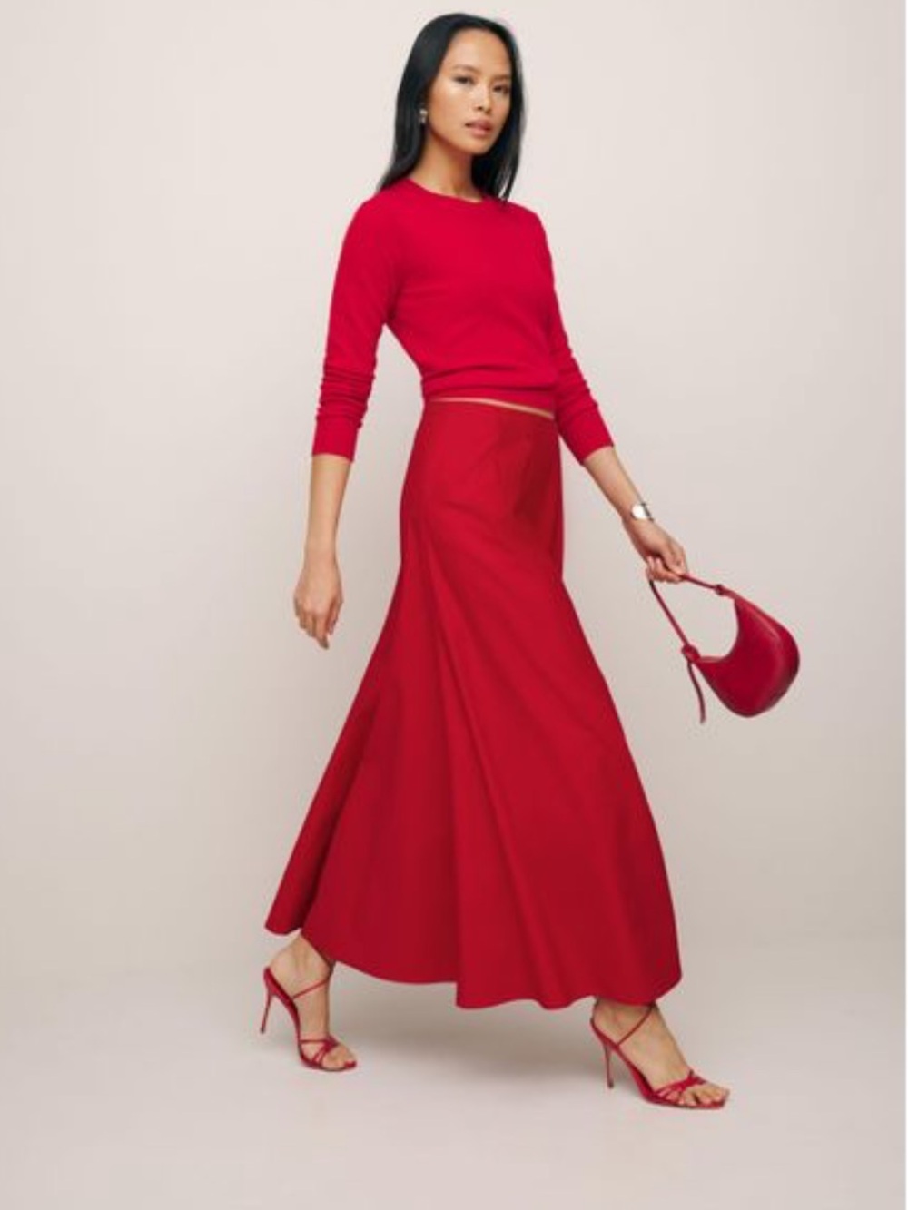 Reformation 0P Red Maxi Lucy Skirt